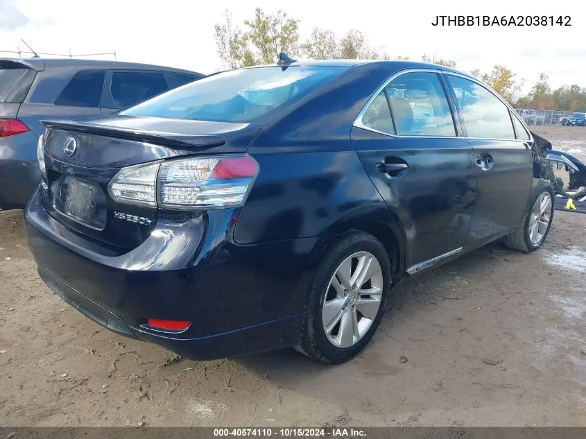 2010 Lexus Hs 250H VIN: JTHBB1BA6A2038142 Lot: 40574110