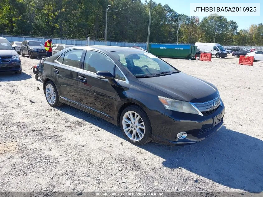 2010 Lexus Hs 250H Premium VIN: JTHBB1BA5A2016925 Lot: 40638673