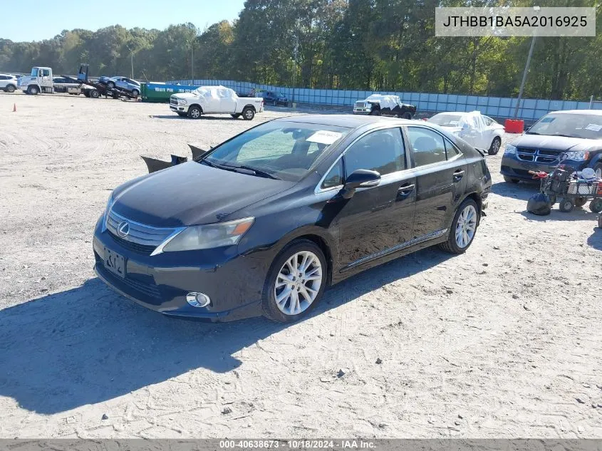 2010 Lexus Hs 250H Premium VIN: JTHBB1BA5A2016925 Lot: 40638673