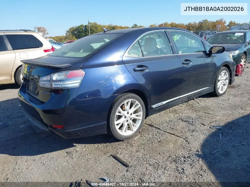 2010 Lexus Hs 250H Premium VIN: JTHBB1BA0A2002026 Lot: 40646427