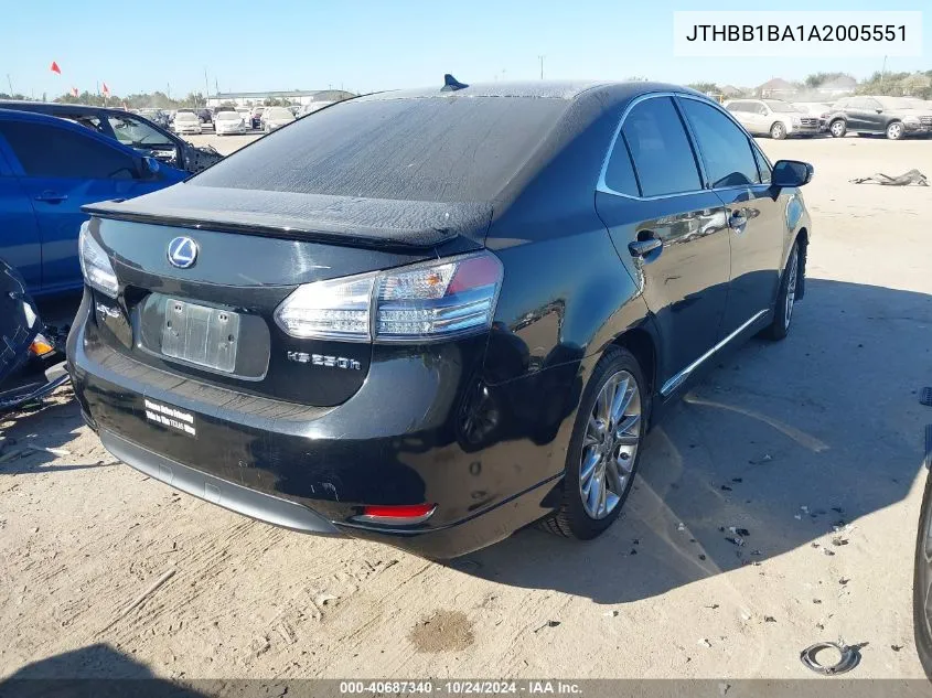 2010 Lexus Hs 250H VIN: JTHBB1BA1A2005551 Lot: 40687340