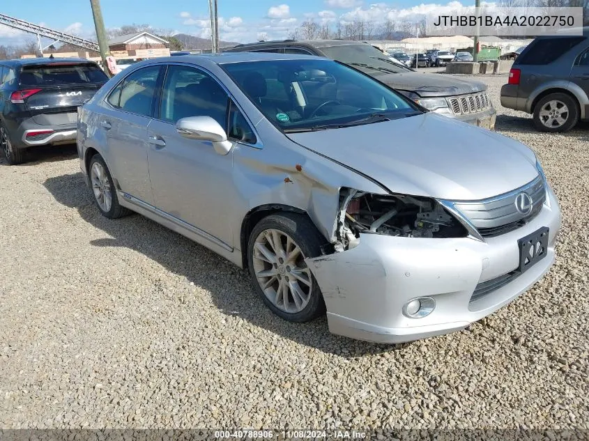 2010 Lexus Hs 250H Premium VIN: JTHBB1BA4A2022750 Lot: 40788906