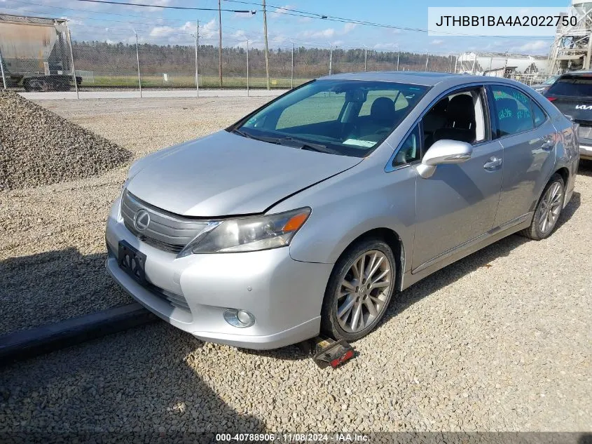 2010 Lexus Hs 250H Premium VIN: JTHBB1BA4A2022750 Lot: 40788906