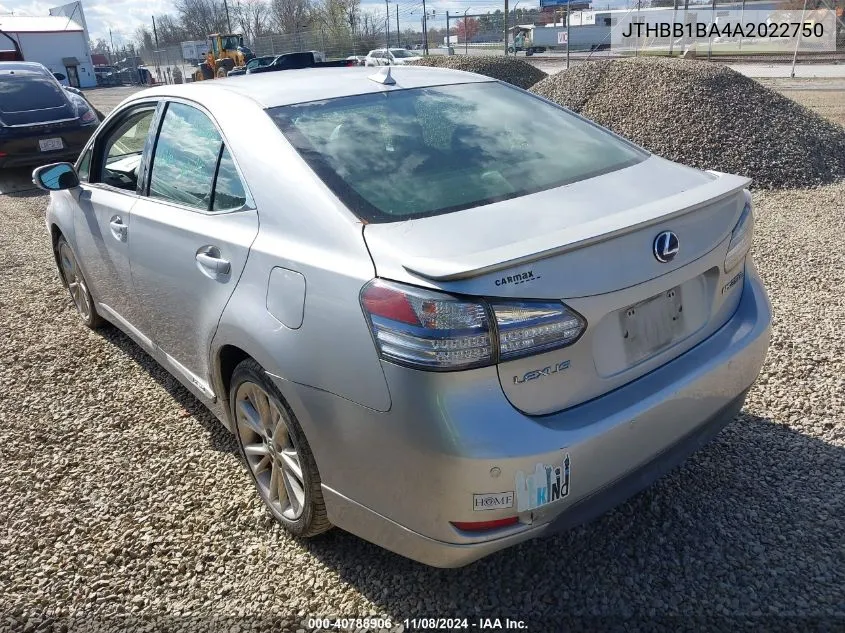 2010 Lexus Hs 250H Premium VIN: JTHBB1BA4A2022750 Lot: 40788906