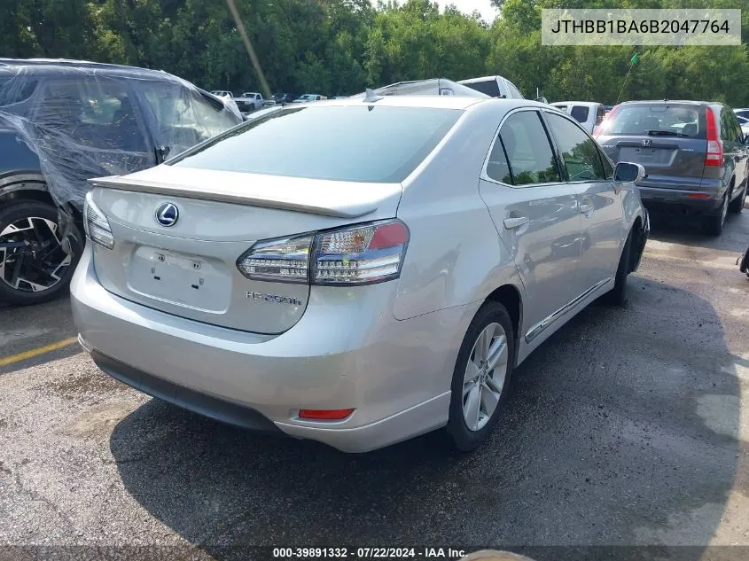 2011 Lexus Hs 250H VIN: JTHBB1BA6B2047764 Lot: 39891332