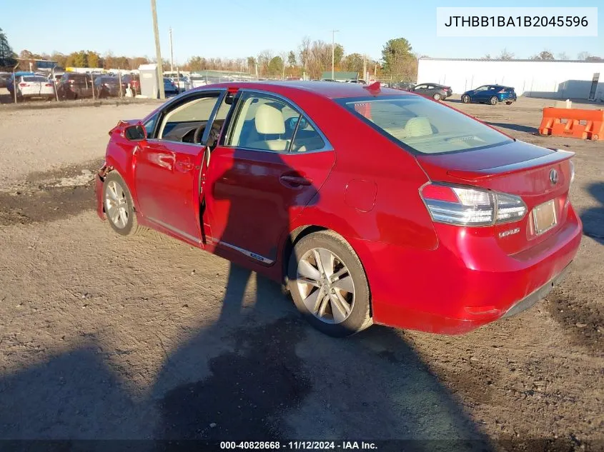 2011 Lexus Hs 250H VIN: JTHBB1BA1B2045596 Lot: 40828668