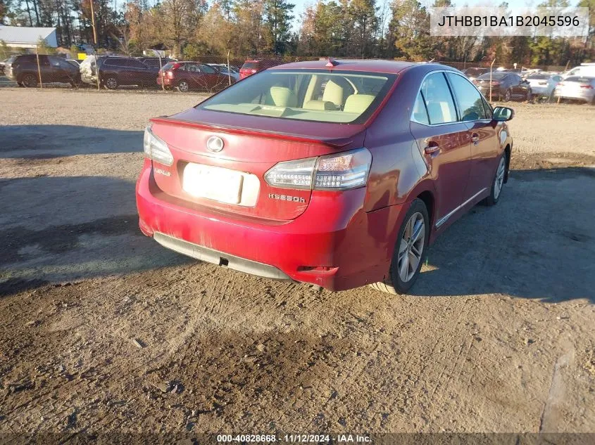 2011 Lexus Hs 250H VIN: JTHBB1BA1B2045596 Lot: 40828668