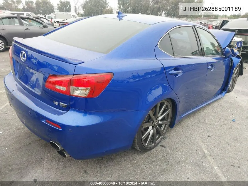 2008 Lexus Is F VIN: JTHBP262885001189 Lot: 40566348