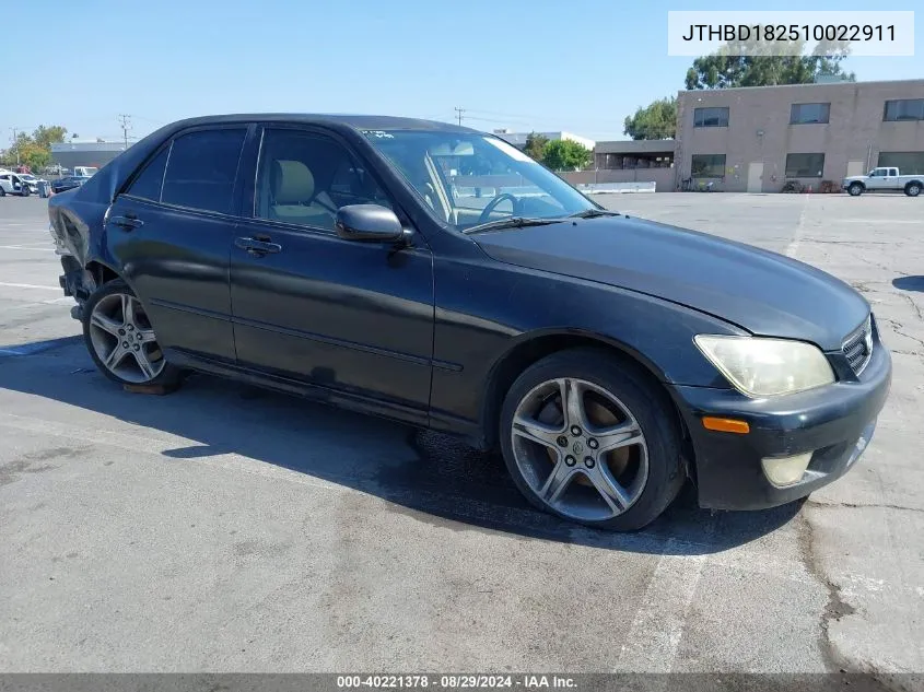 2001 Lexus Is 300 VIN: JTHBD182510022911 Lot: 40221378