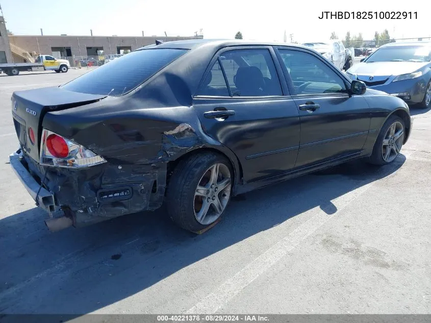 2001 Lexus Is 300 VIN: JTHBD182510022911 Lot: 40221378