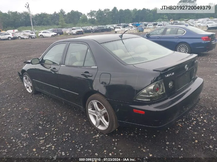 2002 Lexus Is 300 VIN: JTHBD192720049379 Lot: 39937010