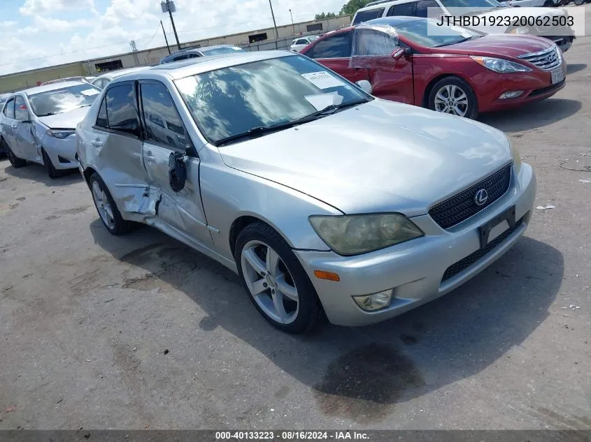 2002 Lexus Is 300 VIN: JTHBD192320062503 Lot: 40133223