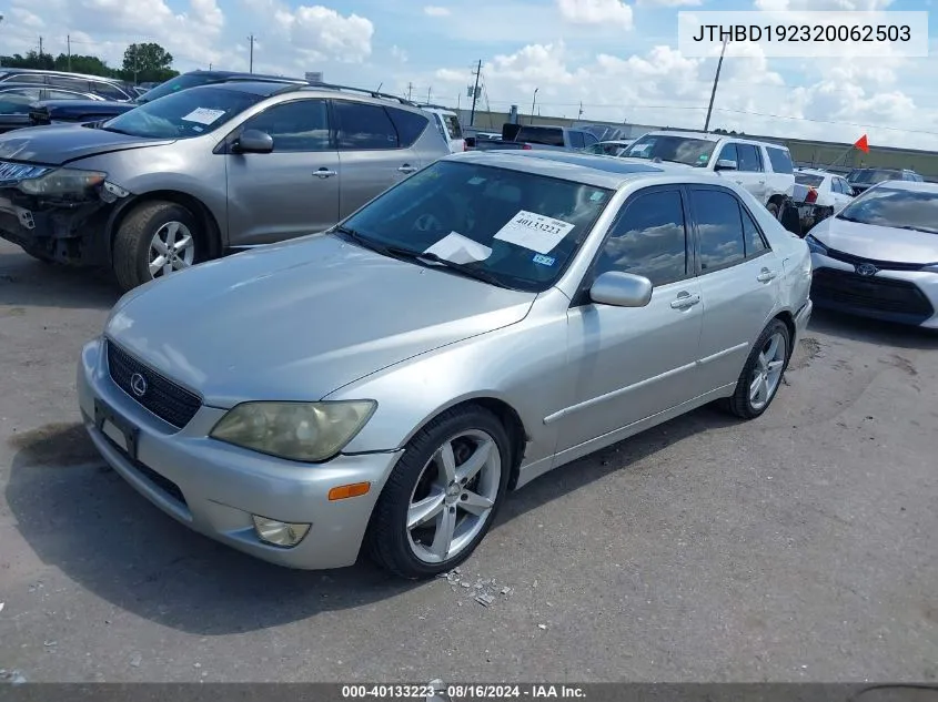 2002 Lexus Is 300 VIN: JTHBD192320062503 Lot: 40133223