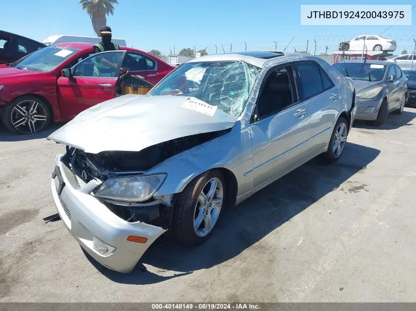 2002 Lexus Is 300 VIN: JTHBD192420043975 Lot: 40148149