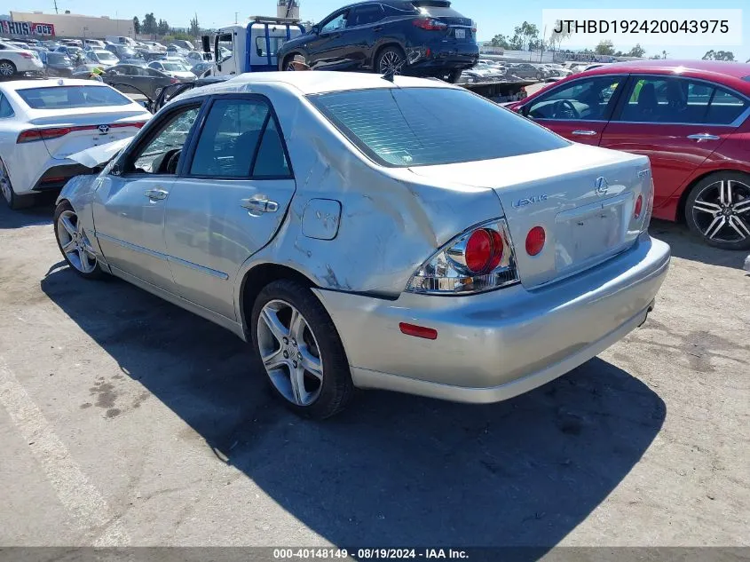 2002 Lexus Is 300 VIN: JTHBD192420043975 Lot: 40148149