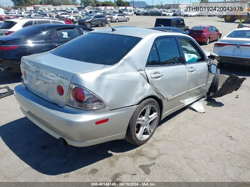 2002 Lexus Is 300 VIN: JTHBD192420043975 Lot: 40148149