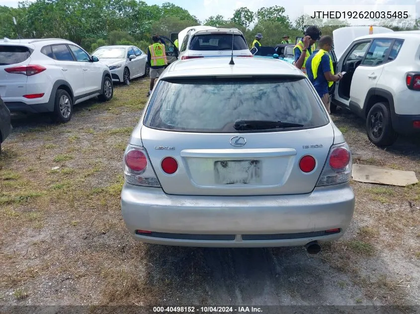 2002 Lexus Is 300 Sport Cross VIN: JTHED192620035485 Lot: 40498152