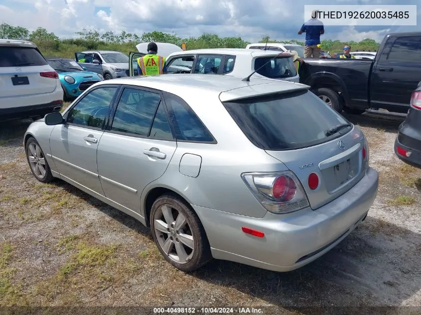 2002 Lexus Is 300 Sport Cross VIN: JTHED192620035485 Lot: 40498152