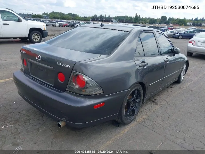 2003 Lexus Is 300 VIN: JTHBD192530074685 Lot: 40135865