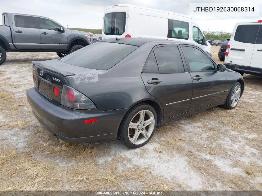 2003 Lexus Is 300 Base W/5-Speed Manual VIN: JTHBD192630068314 Lot: 40625413