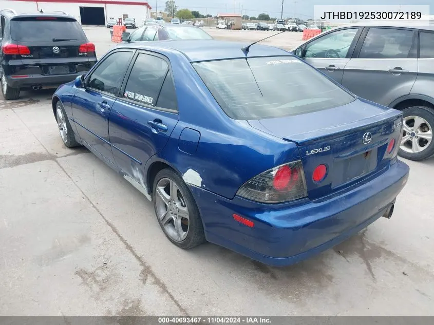 2003 Lexus Is 300 300 VIN: JTHBD192530072189 Lot: 40693467