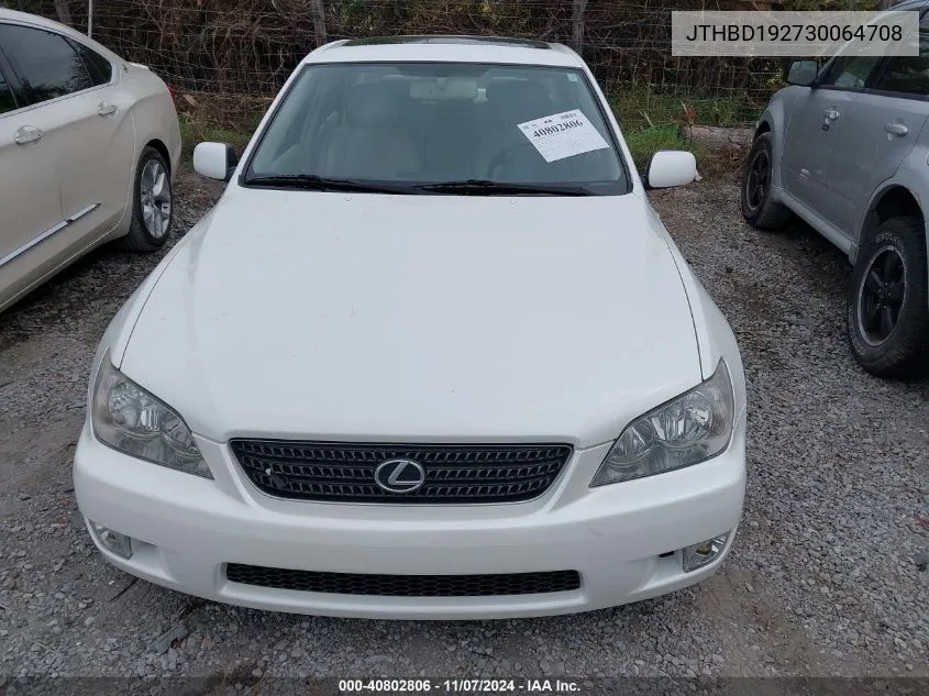 2003 Lexus Is 300 VIN: JTHBD192730064708 Lot: 40802806