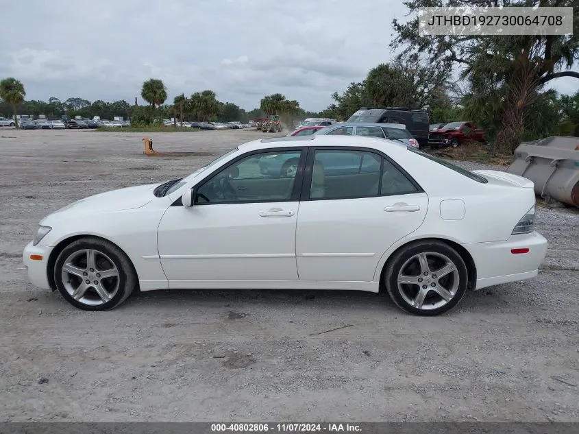 2003 Lexus Is 300 VIN: JTHBD192730064708 Lot: 40802806