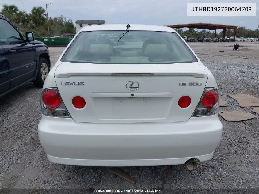 2003 Lexus Is 300 VIN: JTHBD192730064708 Lot: 40802806