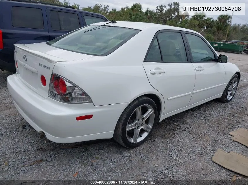 2003 Lexus Is 300 VIN: JTHBD192730064708 Lot: 40802806