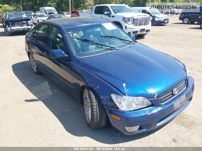 2004 Lexus Is 300 VIN: JTHBD192640082246 Lot: 40341181