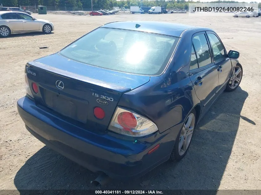 2004 Lexus Is 300 VIN: JTHBD192640082246 Lot: 40341181