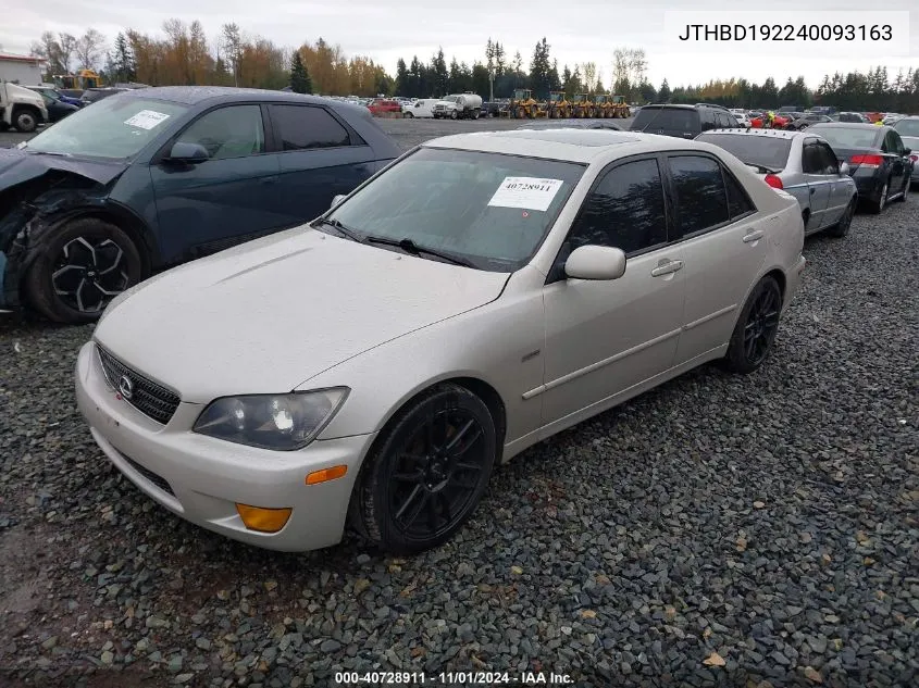 2004 Lexus Is 300 VIN: JTHBD192240093163 Lot: 40728911