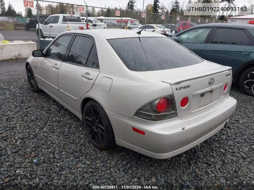 2004 Lexus Is 300 VIN: JTHBD192240093163 Lot: 40728911