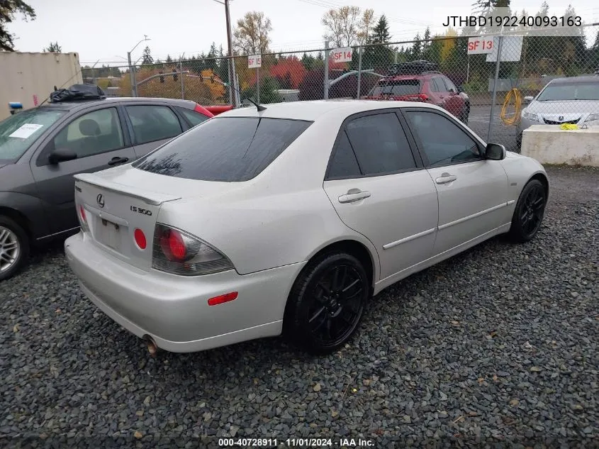 2004 Lexus Is 300 VIN: JTHBD192240093163 Lot: 40728911