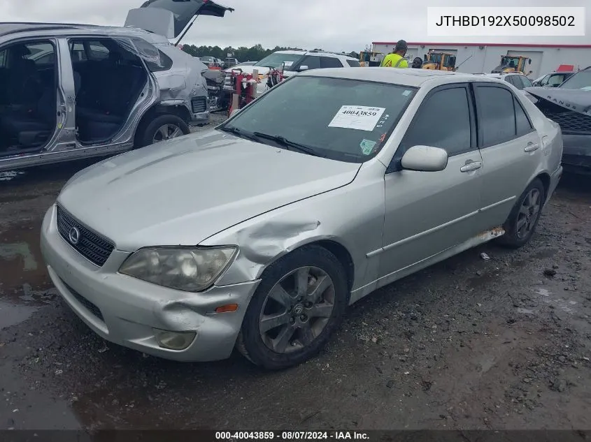 2005 Lexus Is 300 VIN: JTHBD192X50098502 Lot: 40043859