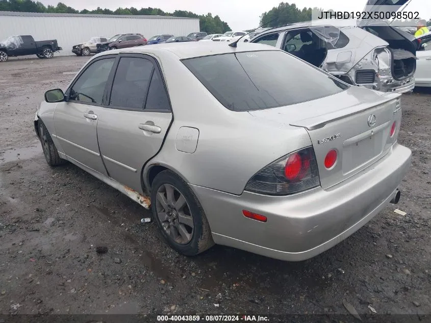 2005 Lexus Is 300 VIN: JTHBD192X50098502 Lot: 40043859