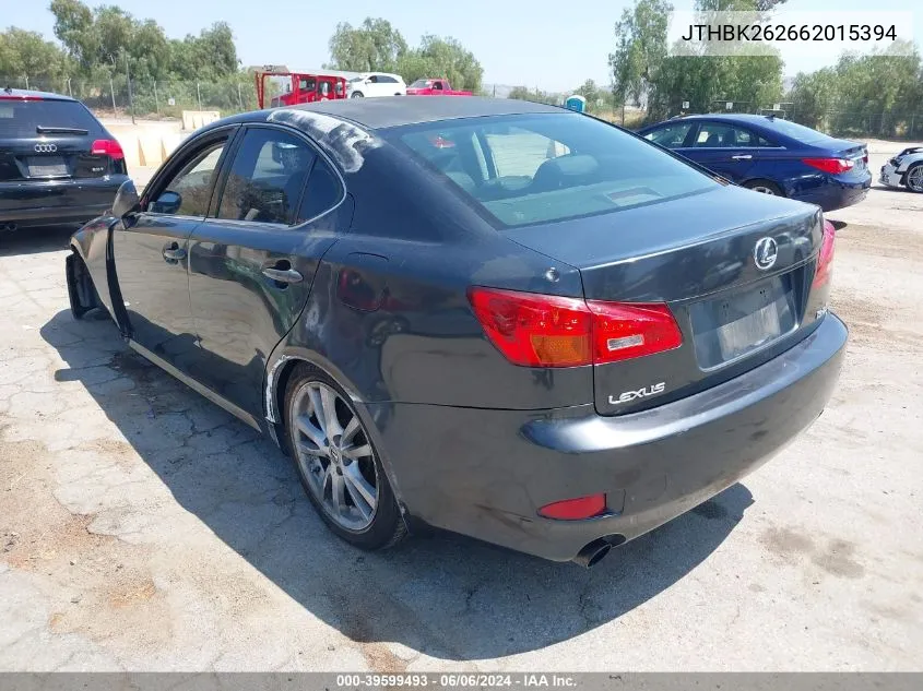 2006 Lexus Is 250 VIN: JTHBK262662015394 Lot: 39599493