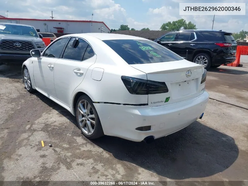 2006 Lexus Is 350 VIN: JTHBE262962000346 Lot: 39632268