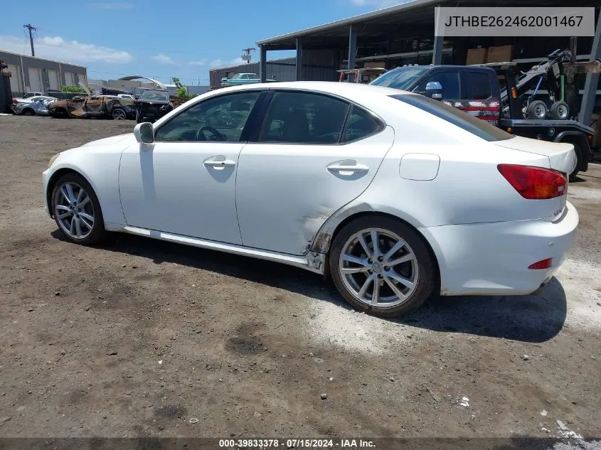 2006 Lexus Is 350 VIN: JTHBE262462001467 Lot: 39833378