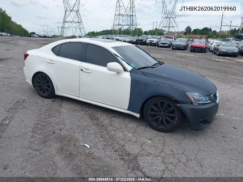 2006 Lexus Is 250 VIN: JTHBK262062019960 Lot: 39944814