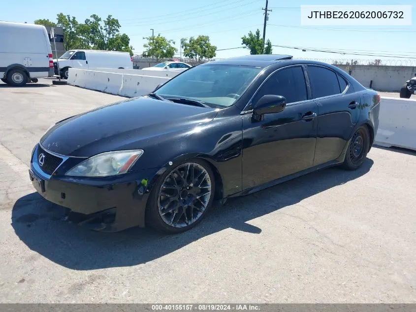 2006 Lexus Is 350 VIN: JTHBE262062006732 Lot: 40155157