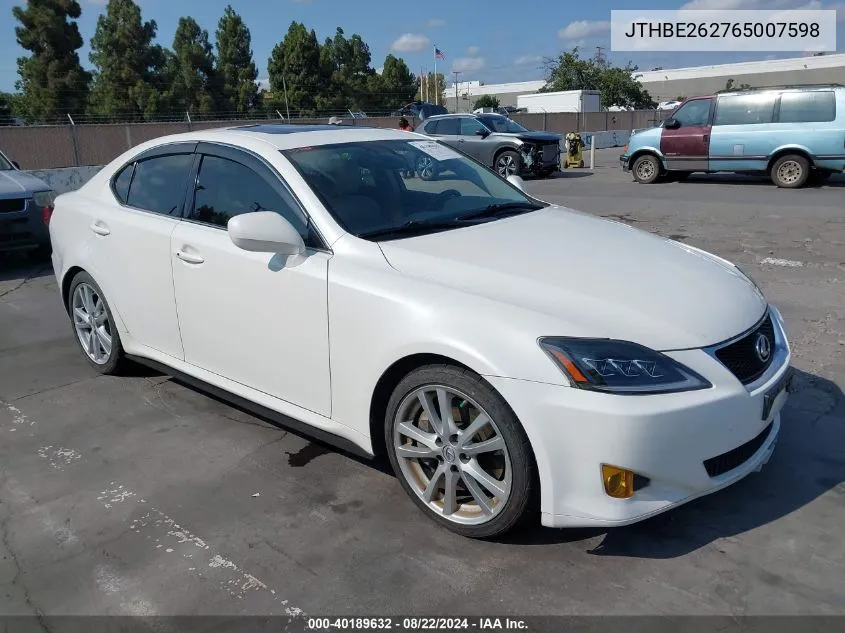 2006 Lexus Is 350 VIN: JTHBE262765007598 Lot: 40189632