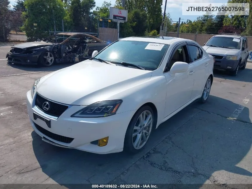 2006 Lexus Is 350 VIN: JTHBE262765007598 Lot: 40189632