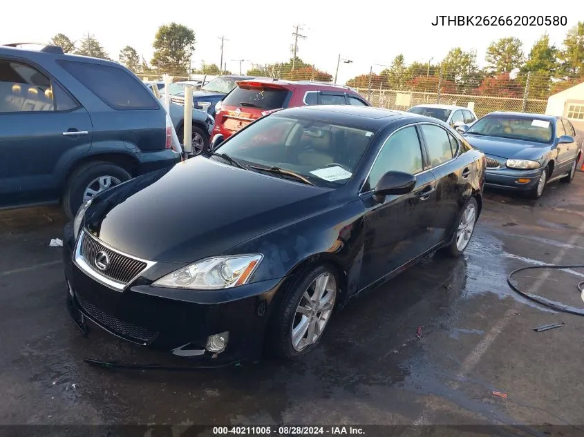 2006 Lexus Is 250 VIN: JTHBK262662020580 Lot: 40211005