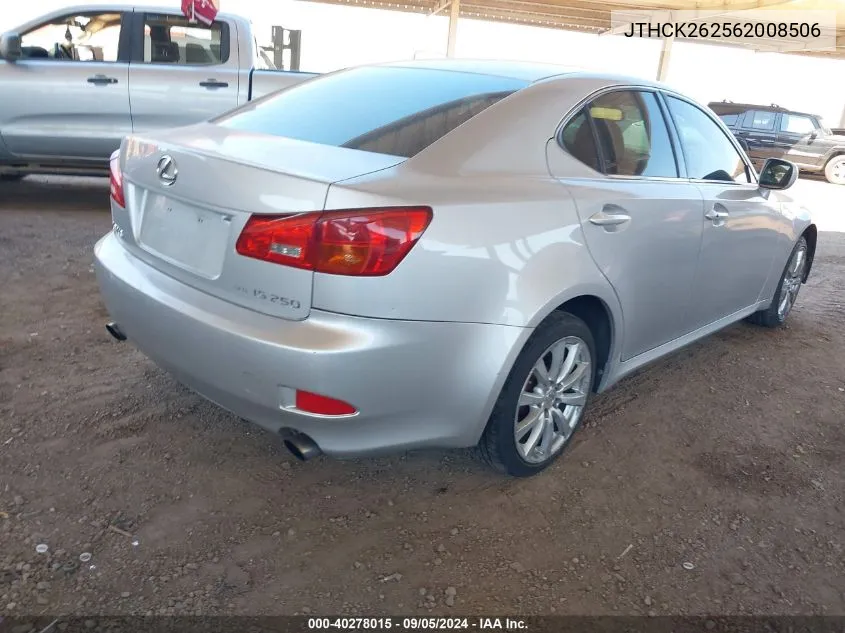 2006 Lexus Is 250 VIN: JTHCK262562008506 Lot: 40278015