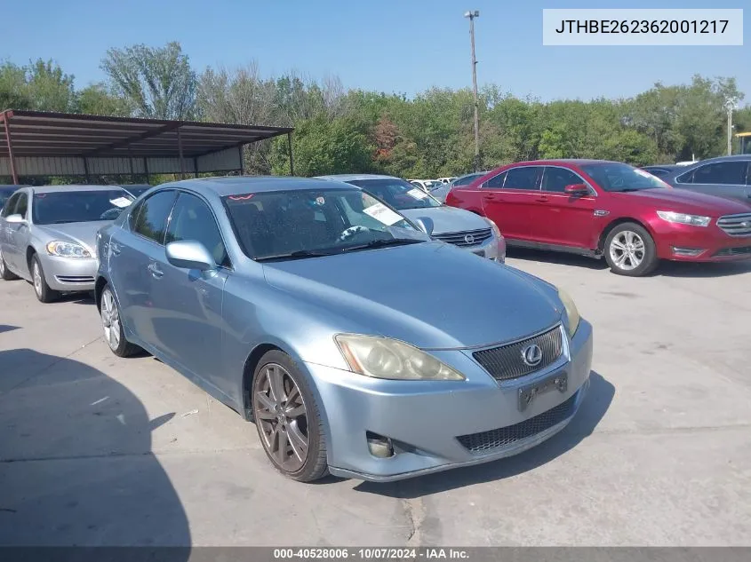 2006 Lexus Is 350 VIN: JTHBE262362001217 Lot: 40528006