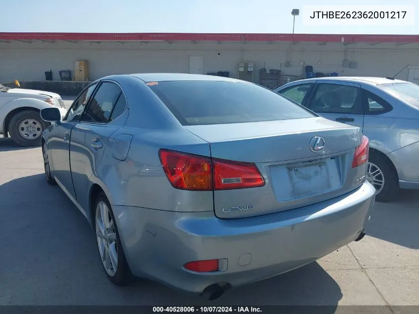 2006 Lexus Is 350 VIN: JTHBE262362001217 Lot: 40528006