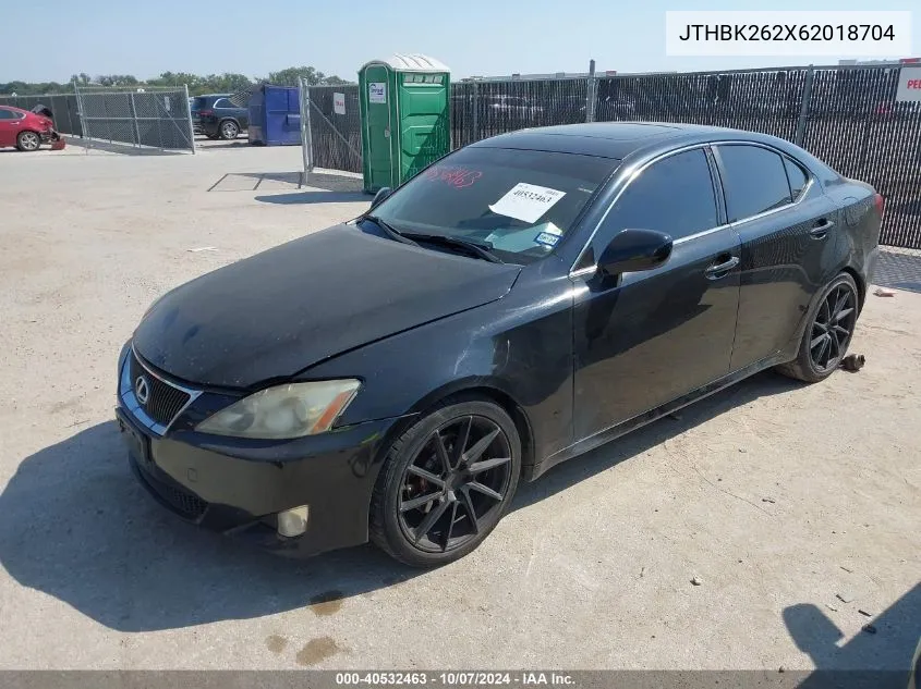 2006 Lexus Is 250 250 VIN: JTHBK262X62018704 Lot: 40532463