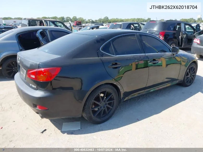 2006 Lexus Is 250 250 VIN: JTHBK262X62018704 Lot: 40532463