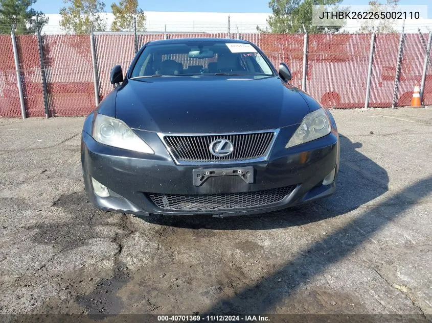 JTHBK262265002110 2006 Lexus Is 250